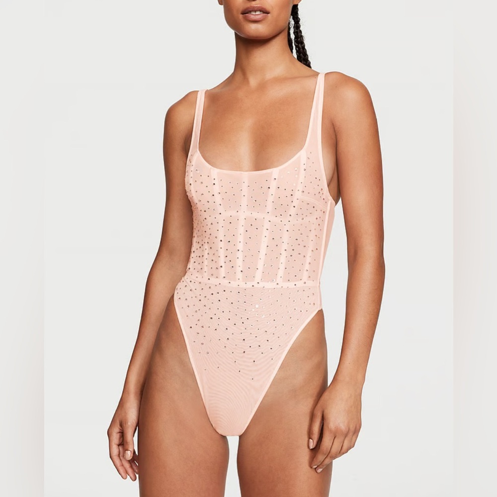Sugar 💎Coated Rhinestone Wicked Corset Teddy Victoria’s Secret
